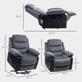 HOMCOM Power Lift Recliner Chair for Elderly with Massage and Heat, Electric Lift Chair, Patchwork Design Massage Chair Recliner with Remote Controllers, USB Port and Side Pockets, Gray HOMCOM