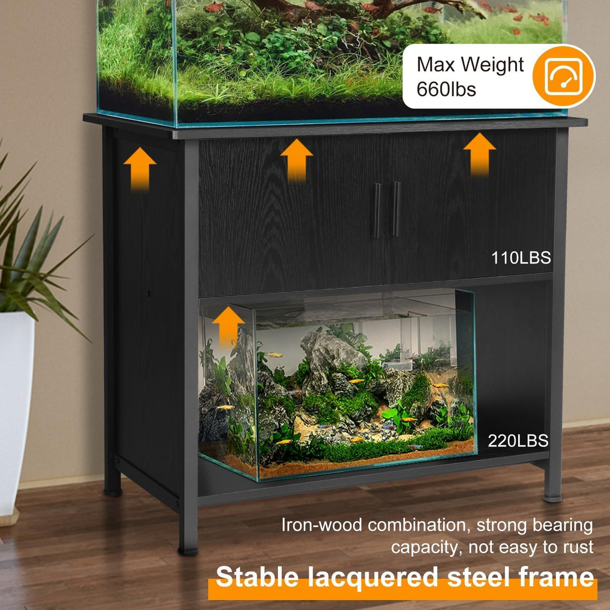 SMONTER Aquarium Stand 40 Gallon Metal Fish Tank Stand Cabinet with Storage Shelf, W36.6*D18.9*H31.5 (Stand Only) SMONTER