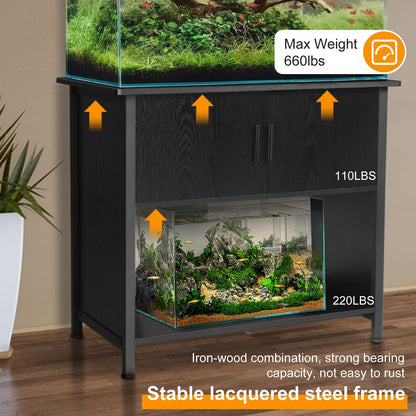 SMONTER Aquarium Stand 40 Gallon Metal Fish Tank Stand Cabinet with Storage Shelf, W36.6*D18.9*H31.5 (Stand Only) - WoodArtSupply