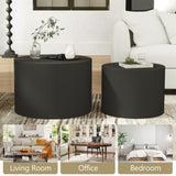 Furnivado Black Round Coffee Table Set of 2, Modern Wooden Nesting Coffee Tables for Living Room, No Assembly Required Circle Side Tables Set Accent End Table for Bedroom, Balcony Furnivado