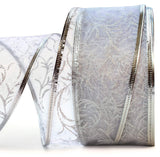 Christmas Ribbon Wired 1.5 Inch Set of 4 Ribbon Wire Red, Green, Gold, Silver/White Sheer Organza Glitter Gift, Xmas Ribbons Decoration, Holiday Craft, Gifts Wrap 40 Yards / 10 Yard Ea. Roll OLYPHAN