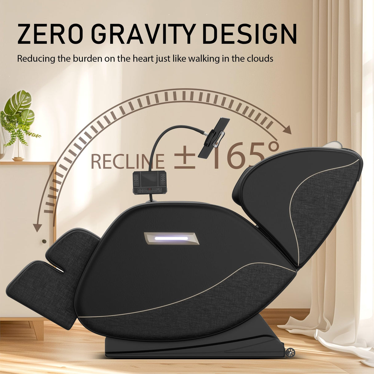 Luxury Zero Gravity Full-Body Massage Chair with Heating, Bluetooth Audio, and Foot Rollers - Home Relaxation Recliner (Graphite Black) GOLINYOUBIZ