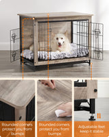 Feandrea Dog Crate Furniture, 32.5" Side End Table, Modern Kennel for Dogs Indoor up to 45 lb, Heavy-Duty Dog Cage with Multi-Purpose Removable Tray, Double-Door Dog House, Greige UPFC002G01 Feandrea