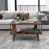 Giantex Small Wood Coffee Table, 2-Tier Tea Table w/Open Storage Shelf & Supportive Legs, Easy Assembly, Mid-Century Center Table for Living Room, Reception Room Giantex