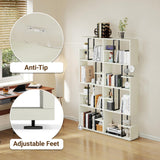 Manora 4 Tier Geometric Bookcase, S Shaped Bookshelf, Modern White Bookcase with Tall Display Shelves, Decorative Storage Shelf for Living Room and Bedroom Manora