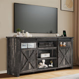 YITAHOME Farmhouse TV Stands for 75 Inch TV with Power Outlets, Entertainment Center with Sliding Barn Doors and Adjustable Shelves, TV Cabinet Media Console Table for Living Room, Dark Rustic Oak YITAHOME