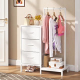 AFLUI Dresser for Bedroom with Hanging Rack, 3 Drawers Dresser for Bedroom - White AFLUI