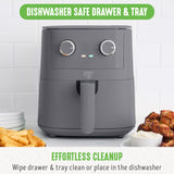 GreenLife 4.5QT Mechanical Air Fryer, PFAS-Free Ceramic Nonstick Crisper Drawer, Adjustable Temperature Timer Dial, LED Indicator, Holiday Gifting, Dishwasher Safe, Compact Kitchen Essential, Graphite GreenLife