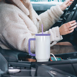 FECBK 40oz Sublimation Tumbler with Handle and Straw, Leak-Proof Insulated Tumblers Bulk Keeps Cold for 34 Hours, Stainless Steel Double Wall Vacuum Insulated Sublimation Blank, Purple, 4 Pack FECBK