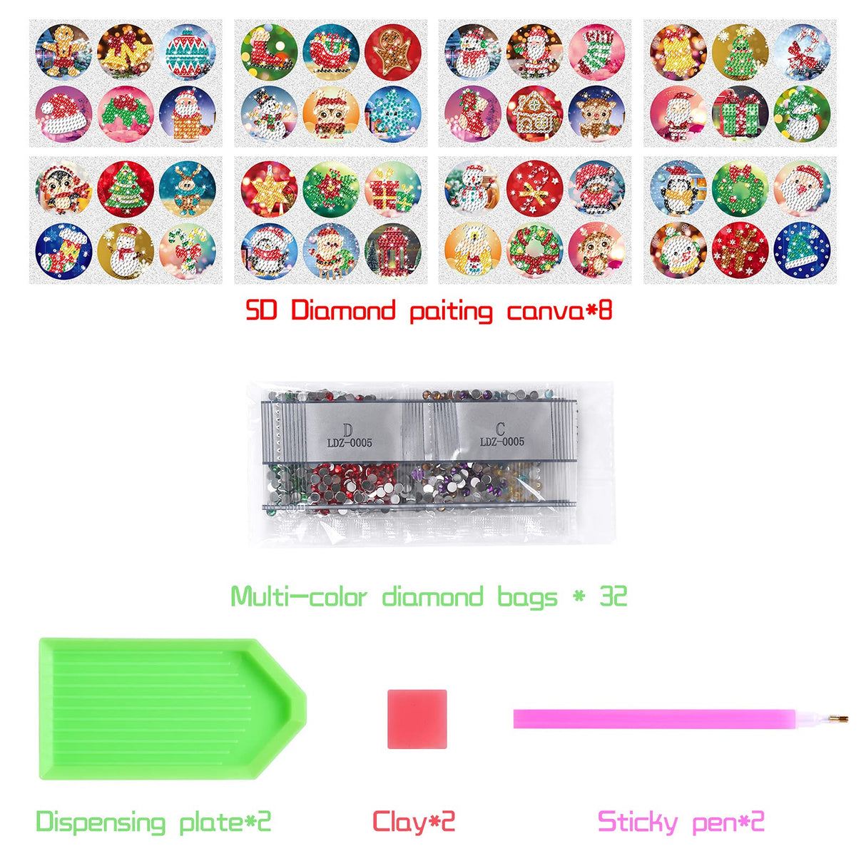 MEIEST 48 PCS Colorful Christmas Art Diamond Envelope Seals Kits,5D DIY Diamond Painting Mosaic Stickers by Numbers Crafts Set for Kids and Adults,Creative Handmade Art Craft Gift MEIEST