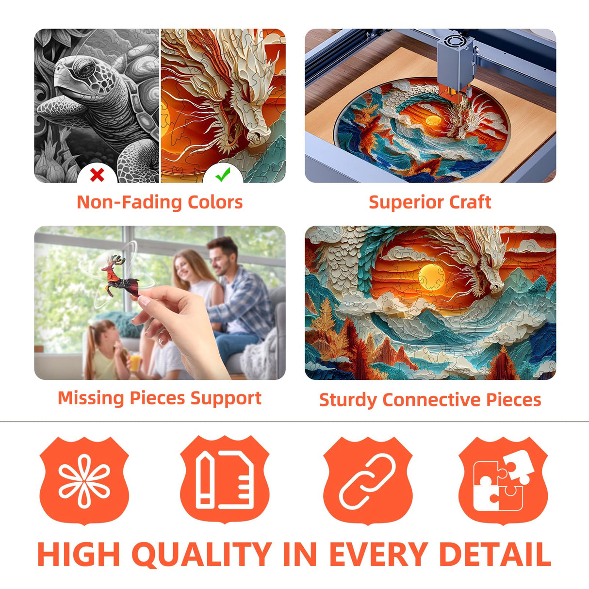 Wooden Puzzles for Adults - Flat Puzzle with 3D Visual Effect Dragon Puzzle, Unique Shape 100 Pieces Wooden Jigsaw Puzzles, Paper Sculpture Modern Art Puzzle, Good Gift Idea for Family(S-8.5 * 8.5in) Pijesaksa