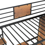 Twin Loft Bed with Desk and Storage Shelf, Twin Size Loft Bed with Wardrobe and L-Shaped Desk, Heavy Duty Loft Bed with Ladder and Guardrail(Twin Loft Bed Black) Bellemave