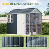 Breezz 6X8FT Outdoor Steel Storage Shed with Clear Window, Lockable Doors, Weather-Resistant Metal Tool Shed for Garden, Backyard, Patio, and Utility Storage.Nightblue BreezZ