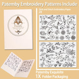 Patemby 50Pcs Water Soluble Embroidery Stabilizers, Stick and Stitch Embroidery Paper with Pre-Printed Flowers and Leaves Pattern Transfers for Hand Sewing Lover Beginners (Flower) Patemby