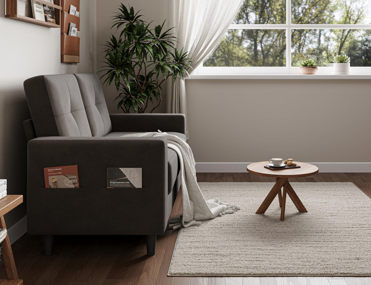 Txtin's Loveseat Sofa 53" Small Couches for Small Spaces 2 Seater Mini Couch for Bedroom Comfy Modern Love Seat for Apartment Office Living Room Brown Txtin's