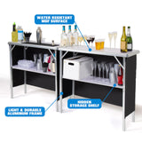 GoBar Portable Double Bar Table Set - Mobile Bartender Station for Events - Includes Carrying Case - Standard or LED GoPong