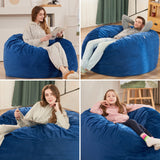 HABUTWAY Bean Bag Chair 3Ft Luxurious Velvet Ultra Soft Fur with High Rebound Memory Foam Bean Bag Chairs for Adults Plush Lazy Sofa with Fluffy Removable Sponge 3' (Blue) HABUTWAY