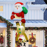 DR.DUDU 7 FT Christmas Inflatable Outdoor Decorations, Blow Up Santa Claus with Reindeer Hanging Xmas Inflatables Decor with LED Lights for Yard Lawn Porch Garden Holiday Party DR.DUDU