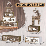Moucuny 4 Pcs Winter Elk Table Sign Christmas Animal Wooden Elk Table Decorative Signage Winter Tiered Tray Decor Christmas Centerpieces Farmhouse Wooden Block Set Xmas Table Sign for Christmas Home Moucuny