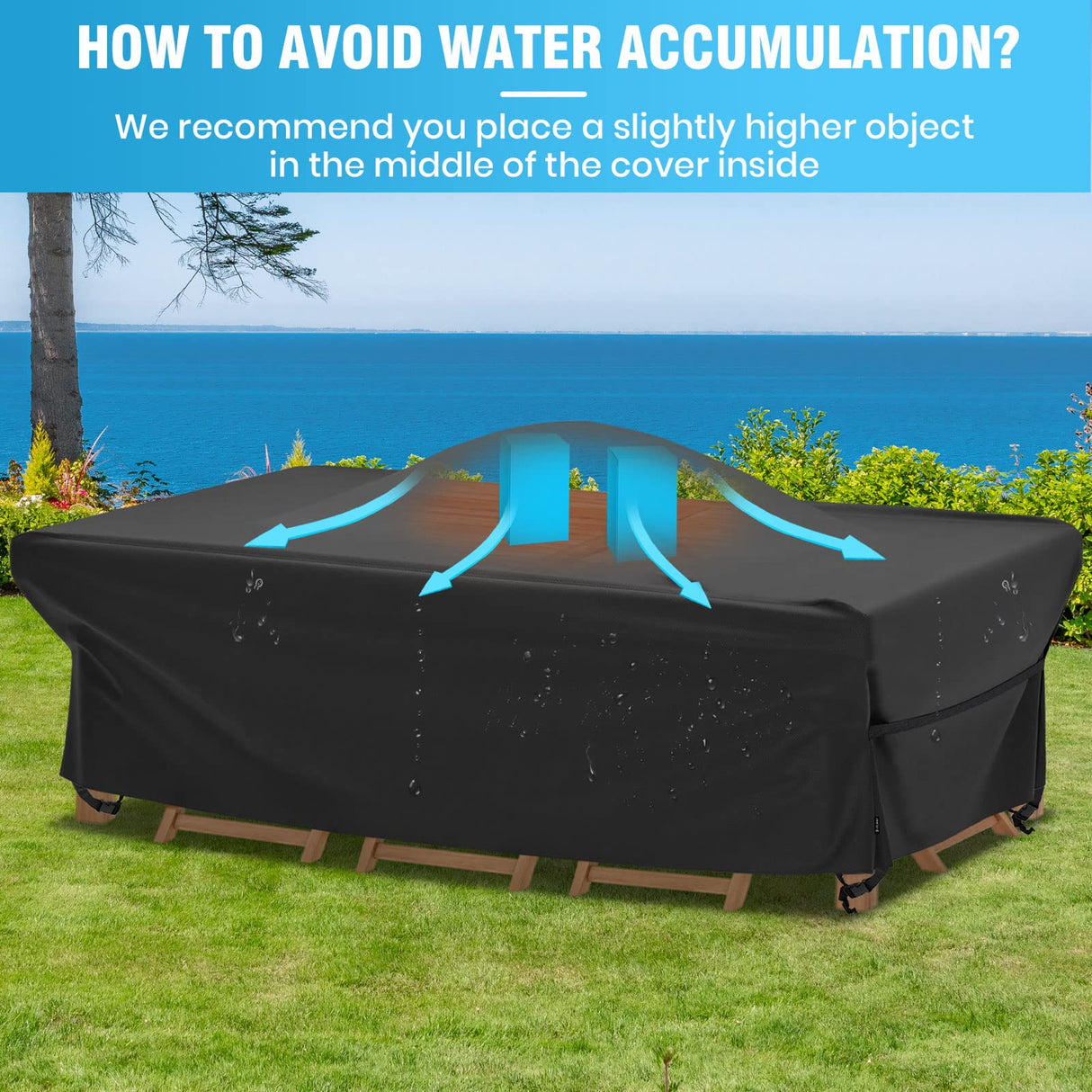 Velway Patio Table Chairs Set - Waterproof 88"L x 62"W x 28"H Outdoor Bistro Dining Set - Fire Pit Table Cover - Furniture Cover - Small Rectangle - Ultra Windproof - UV-Resistant Velway