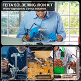 FEITA Electric Soldering Iron Kit with 80W LCD Digital Adjustable Temperature Soldering-iron, 5 Soldering Tips, Rosin Flux, Solder Wires & Stand, Electrical Soldering Kit for Electronics FEITA