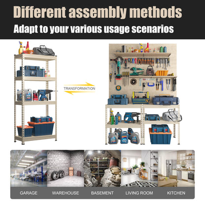 PrimeZone All Metal Garage Storage Shelves, 28" W x 12" D x 60" H 4 Tier Heavy Duty Closet Pantry Shelving Unit, Adjustable Metal Shelf Utility Rack Organizer for Garage, Kitchen, Warehouse, White