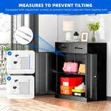 Superday 36" Locking Metal Storage Cabinet with 2 Drawers, Lockable Garage Storage Cabinet with Locking Doors and Adjustable Shelves, Black Tool Cabinet for Home Office, School, Etc Superday