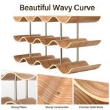 TRUDING Countertop Wine Rack - 12 Bottle Freestanding Wine Bottle Holder Stand - 3 Tier Wooden Wine Storage Rack - Wavy Wine Organizer for Cabinet TRUDING