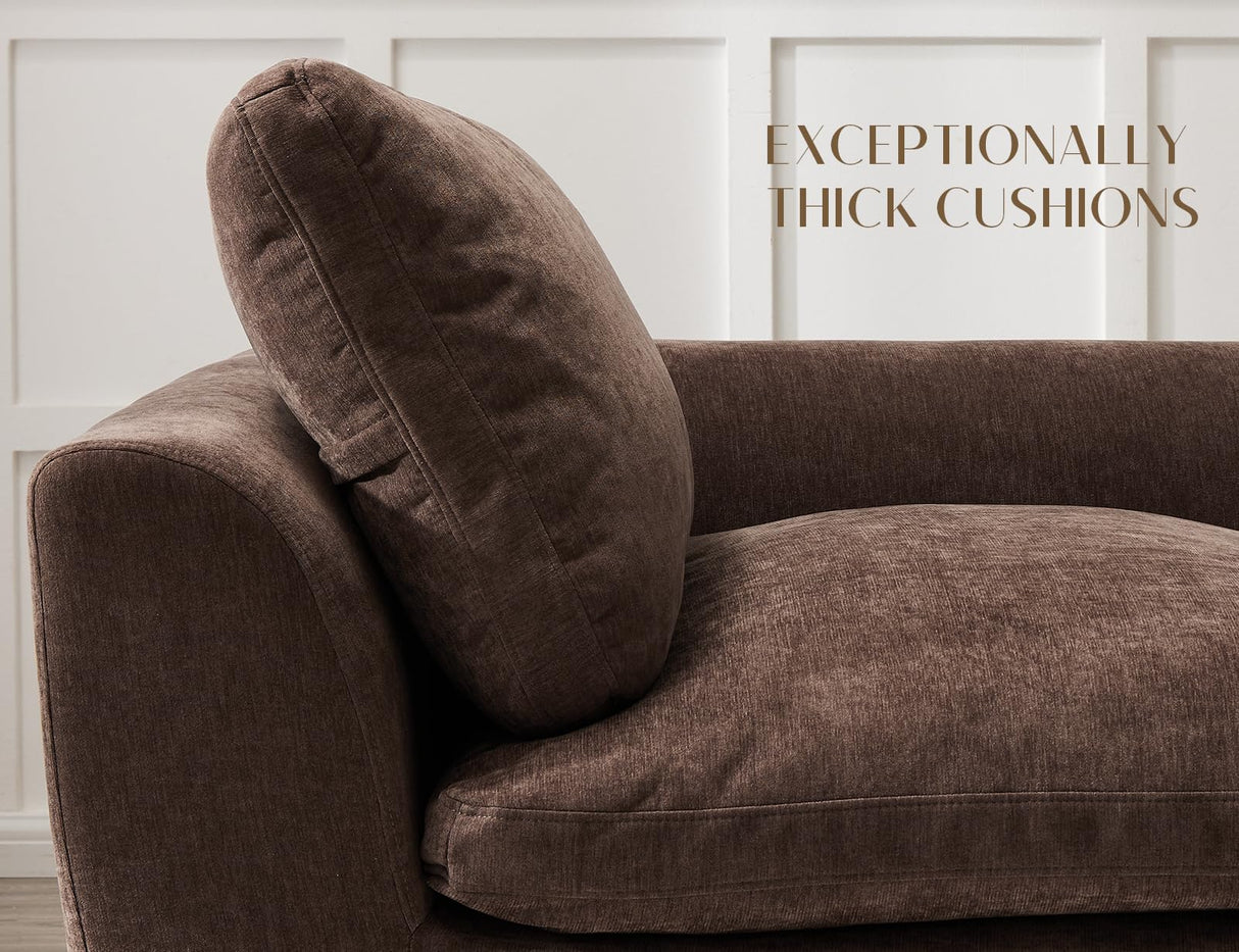 ohllob 110" Cloud Sectional Couches for Living Room, Boneless L-Shape Couch with Ottoman, 3 Seater Modular Sectional Sofa, Brown ohllob