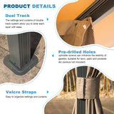 Domi Gazebo 10x20FT, Outdoor Gazebo with Double Roofs, Privacy Curtains, Mosquito Nettings, Heavy Duty Metal Frame Party Tent Canopy for Patio, Backyard, Deck, Lawn, Brown domi outdoor living