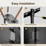 ECOTINY Tripod Easel TV Stand for 40 to 65 Inch LCD LED OLED Screen, Height Adjustable and Swievel TV Stand, Portable Corner TV Floor Stand with Wooden Tray, VESA 400x400mm, Minimalist Black Walnut ECOTINY