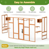 104" L Catio Outdoor Cat Enclosure Window, Wooden Walk-in Expandable Outdoor Large Cat Cattery for Multiple Kitties, Weatherpoof, Orange COZIVVOVV