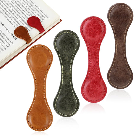 4 Pcs Leather Magnetic Bookmark Retro Magnet Book Page Holder Vintage Book Marker Clip Handmade Double-Sided Reading Accessories for Book Lover Women Bookworm Reader Gift WY LIGHTING LEVEL