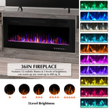 LEMBERI Fireplace tv Stand with 36 inch Fireplace Up to 80" TVs,LED Light Entertainment Center and Storage, 70" Modern Wood Media TV Console with Highlight Cabinet for Living Room (Gray) LEMBERI