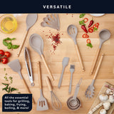 Home Hero 33 Pcs Kitchen Cooking Utensils Set, Non-Stick Silicone Cooking Kitchen Utensils Spatula Set with Holder, Wooden Handle Silicone Kitchen Gadgets Utensil Set (33 Pcs - Khaki) Home Hero