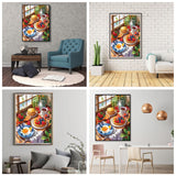 JFYHAB Breakfast Morning Diamond Art Painting Kits for Adults, Full Drill Food Diamond Dots Paintings for Beginners, Round 5D Paint with Diamonds Pictures Gem Art Painting Kits Crafts 11.8x15.7inch JFYHAB