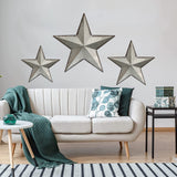 COLLECTIVE HOME - 3 Pcs Metal Barn Star, Galvanized Hanging Wall Decor, Farmhouse Wall Sculpture, 3D 13/11/9.5 Inch Wall Art for Office Living Room Bedroom (Galvanized Star) COLLECTIVE HOME