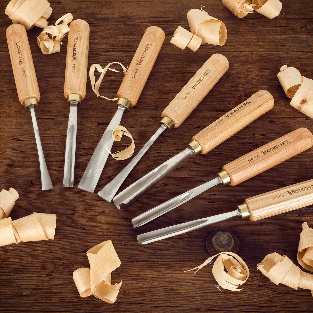 IMOTECHOM 7-Pieces Woodworking Wood Carving Tools Chisel Set with Canvas Bag, Gouges and Carving Chisel Set, Razor Sharp CR-V 60 Steel Blades IMOTECHOM