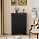 YESHOMY Tall Dresser for Bedroom with 5 Drawers, Modern Chest of Drawers, Wooden Dressers, TV Stand for Living Room,Closet, Hallway (Black)