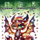 Wooden Puzzles for Adults, Dragon Wood Puzzles 200 Pieces, Irregular Animal Shaped Unique Wooden Jigsaw Puzzles, Creative Ghristmas Gift for Teenagers and Adults WHJSG