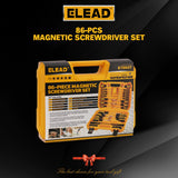 Magnetic Screwdriver Set with Case: 86-Piece Slotted Phillips, Hex, Torx, Precision, Nut Drivers, Driver Bits and Magnetizer, Ergonomic Handle, Ideal for Mechanics and Professionals ELEAD