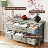 LGHM Dressers for Bedroom with 9 Drawers, 9 Drawer Dresser with Textured Borders, 58" W Chest of Drawers Closet Organizers and Storage Clothes - 6" Deep Drawer for Bedroom, Living Room,Gray LGHM