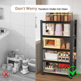 WORKPRO House 5-Tier Shelving Unit, 3000lbs Adjustable Storage Shelves, Boltless Book Shelf, Shelf Organizer for Kitchen, Living Room, Bathroom, Wood Grain Pattern, Waterproof Board, 24-1/10"W, Black WORKPRO