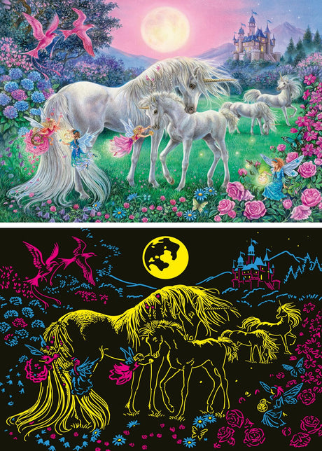 Ravensburger - Unicorns in The Moonlight - 100 Piece Glow in The Dark Jigsaw Puzzle - Mystical, Bold & Colorful Imagery of Unicorns - Premium Quality - Ideal Gift - Screen-Free Fun - Children Age 6+ Ravensburger