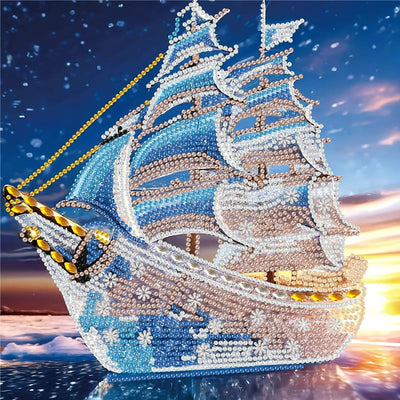 5D Diamond Art Kits for Adults,Ocean Ice Sailboat Special Shape Diamond Painting Kits for Beginners, DIY Crystal Diamond Dots Gem Art Craft for Home Decor 11.8x11.8 Inch