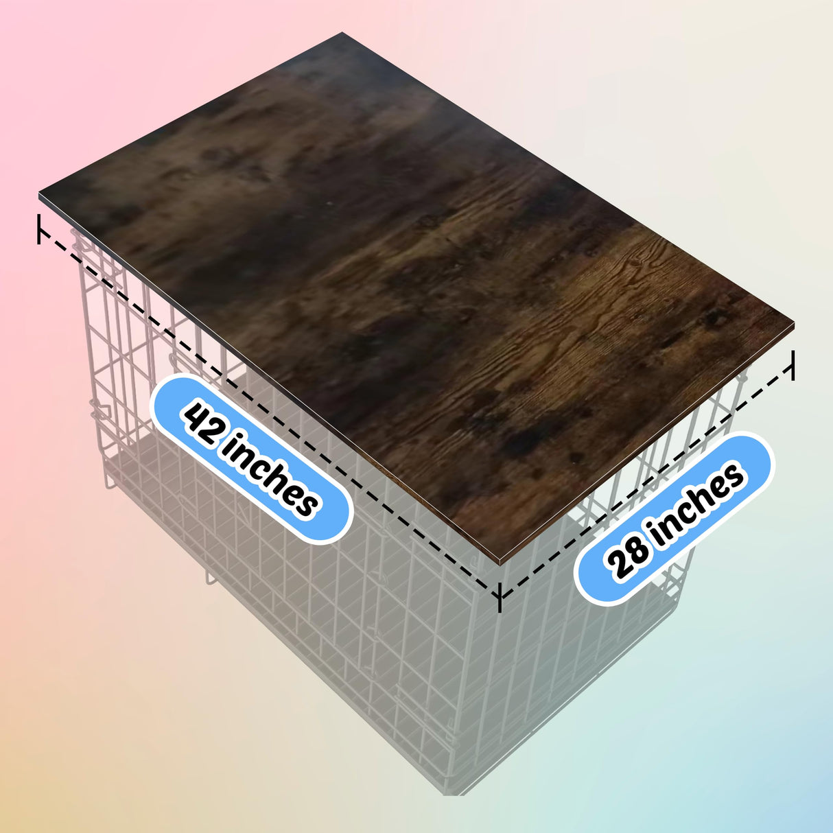 Skywin Dog Crate Topper Wood (Rustic) - 42 x 28 Inches Dog Crate Table Topper, Premium Dog Kennel Topper, Functional Pet Crate Furniture Table Dog Crate Accessories (Does NOT Include Dog Crate) Skywin