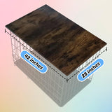 Skywin Dog Crate Topper Wood (Rustic) - 42 x 28 Inches Dog Crate Table Topper, Premium Dog Kennel Topper, Functional Pet Crate Furniture Table Dog Crate Accessories (Does NOT Include Dog Crate) Skywin