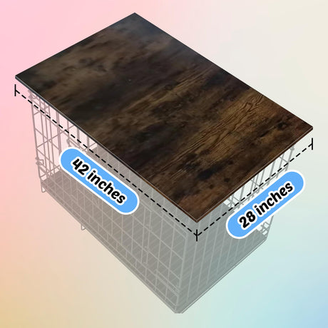Skywin Dog Crate Topper Wood (Rustic) - 42 x 28 Inches Dog Crate Table Topper, Premium Dog Kennel Topper, Functional Pet Crate Furniture Table Dog Crate Accessories (Does NOT Include Dog Crate) Skywin