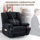 HOMYEDAMIC Oversized Power Recliner Chair 350lb with Hidable Cup Holders, Extra Wide Large Big Electric Recliner Chair with Lumbar Support Pillow Nursery Chair Living Room (Power, Black) HOMYEDAMIC