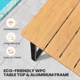 VredHom Outdoor Dining Table, 82.7 inch Patio Dining Table with Wooden-Like Top and Aluminum Frame, Rectangular Table with Umbrella Hole Outdoor Furniture, Only Table, Brown VredHom